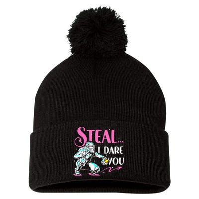 Softball Catcher Sports Design Funny Softball Player Pom Pom 12in Knit Beanie