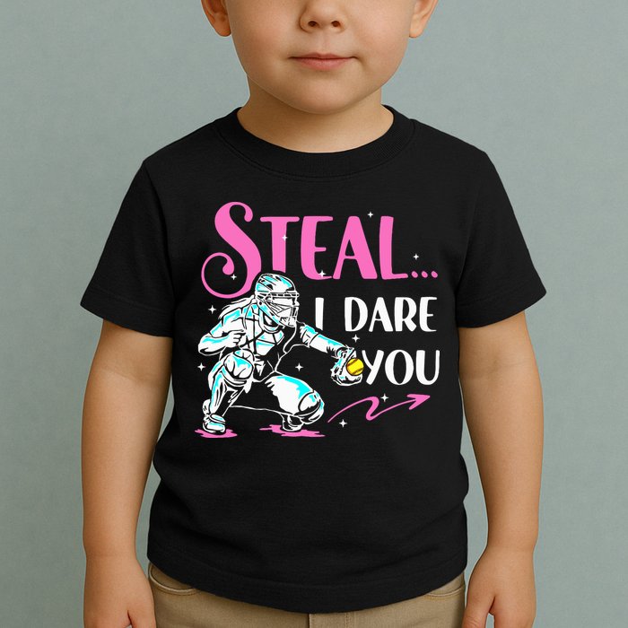 Softball Catcher Sports Design Funny Softball Player Toddler T-Shirt