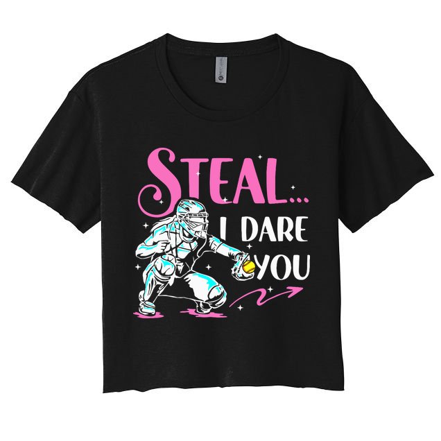Softball Catcher Sports Design Funny Softball Player Crop Top
