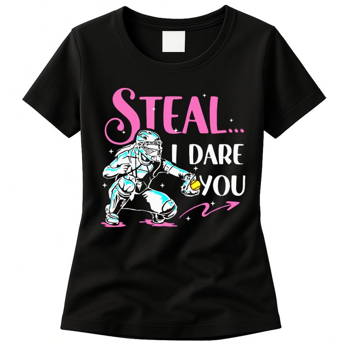 Softball Catcher Sports Design Funny Softball Player Womens T-Shirt