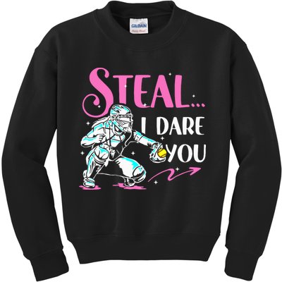 Softball Catcher Sports Design Funny Softball Player Kids Sweatshirt