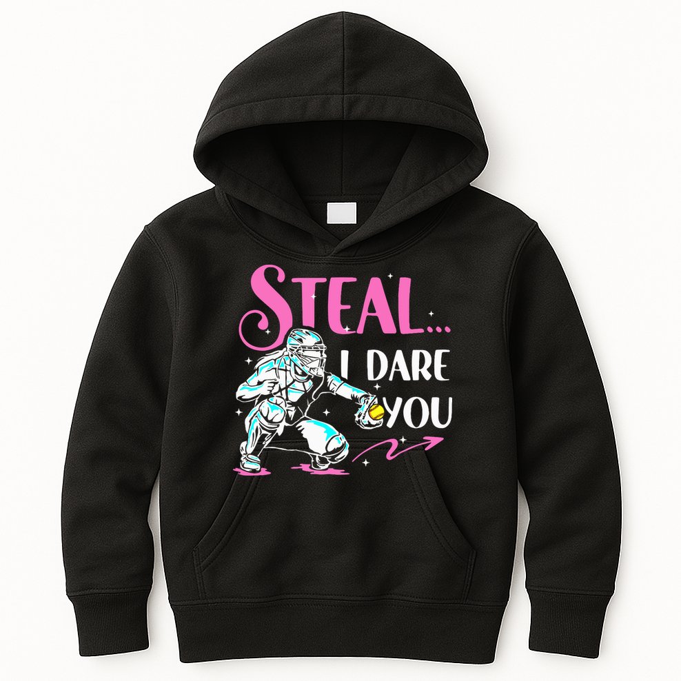 Softball Catcher Sports Design Funny Softball Player Kids Hoodie
