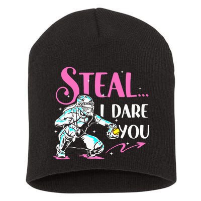 Softball Catcher Sports Design Funny Softball Player Short Acrylic Beanie
