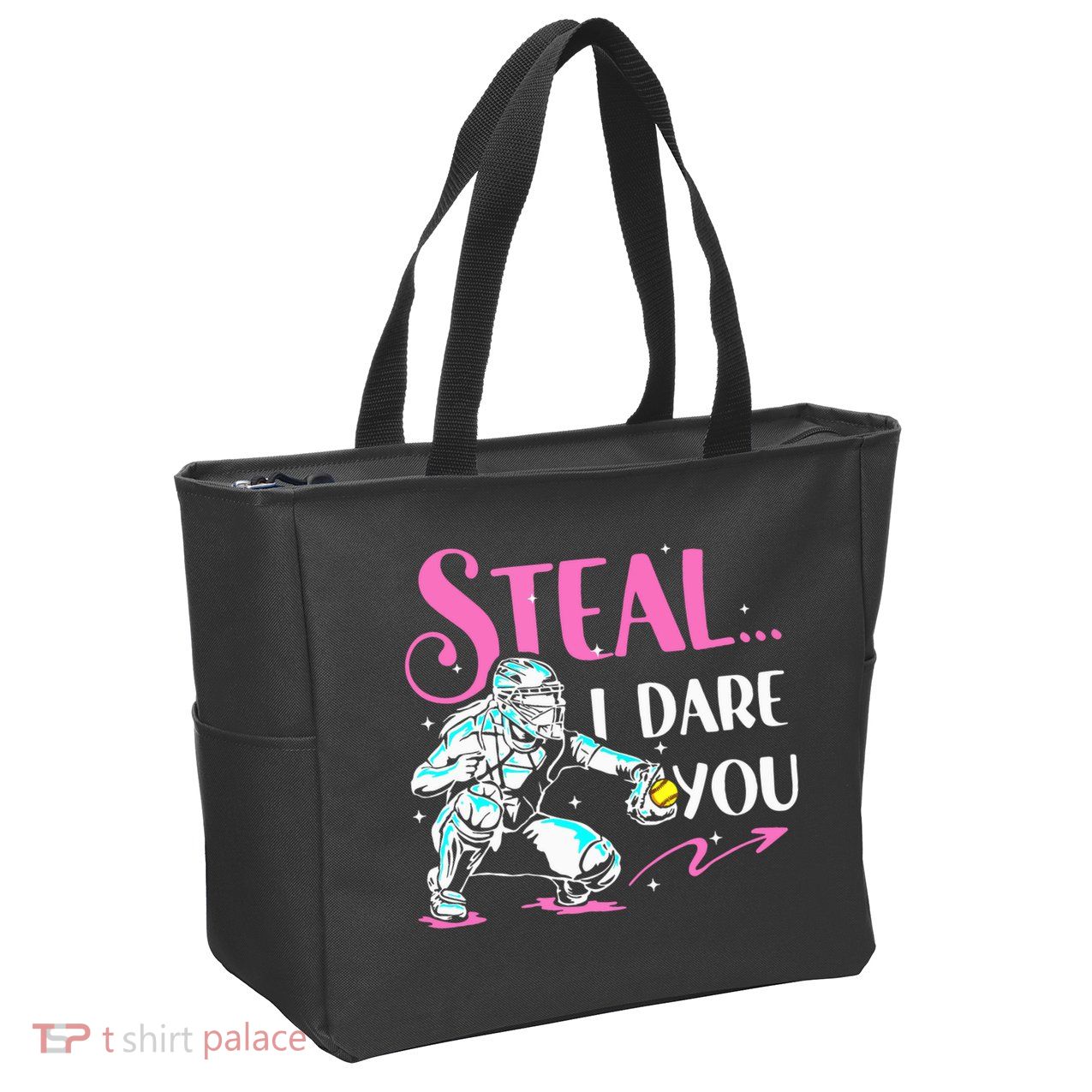 Softball Catcher Sports Design Funny Softball Player Zip Tote Bag