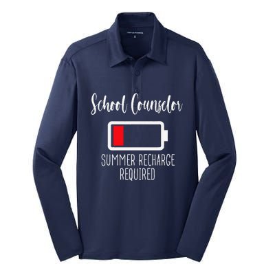 School Counselor Summer Recharge Required Last Day School Silk Touch Performance Long Sleeve Polo