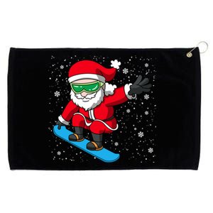 Santa Claus Snowboarding On Snowflakes Snowboard Dad Gift Grommeted Golf Towel