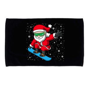 Santa Claus Snowboarding On Snowflakes Snowboard Dad Gift Microfiber Hand Towel