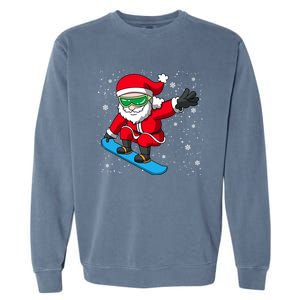 Santa Claus Snowboarding On Snowflakes Snowboard Dad Gift Garment-Dyed Sweatshirt