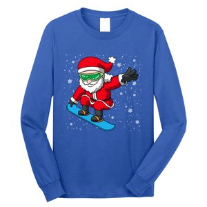 Santa Claus Snowboarding On Snowflakes Snowboard Dad Gift Long Sleeve Shirt