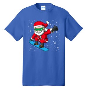 Santa Claus Snowboarding On Snowflakes Snowboard Dad Gift Tall T-Shirt