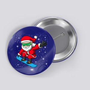 Santa Claus Snowboarding On Snowflakes Snowboard Dad Gift Button