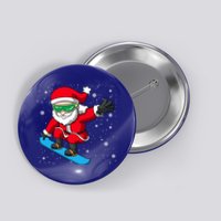 Santa Claus Snowboarding On Snowflakes Snowboard Dad Gift Button