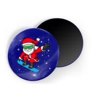 Santa Claus Snowboarding On Snowflakes Snowboard Dad Gift Magnet