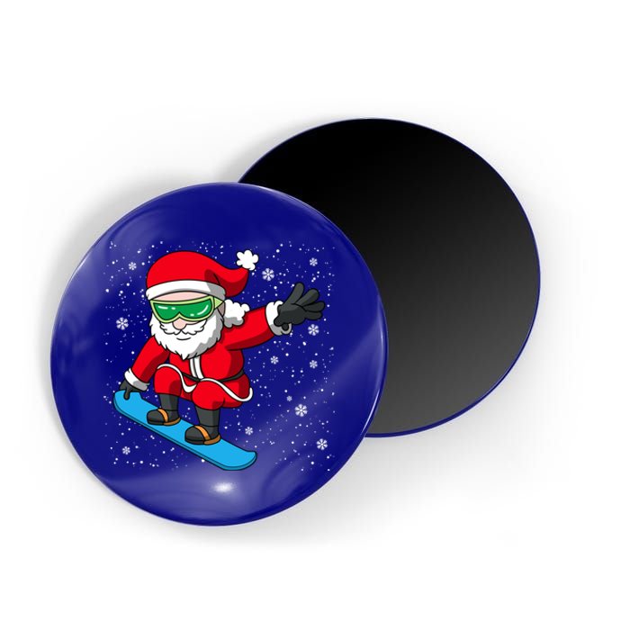 Santa Claus Snowboarding On Snowflakes Snowboard Dad Gift Magnet