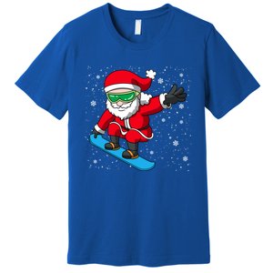 Santa Claus Snowboarding On Snowflakes Snowboard Dad Gift Premium T-Shirt