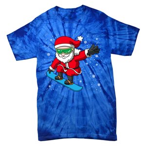 Santa Claus Snowboarding On Snowflakes Snowboard Dad Gift Tie-Dye T-Shirt