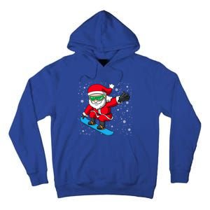 Santa Claus Snowboarding On Snowflakes Snowboard Dad Gift Tall Hoodie