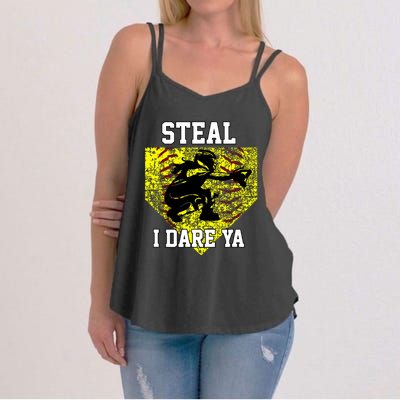 Softball Catcher Steal I Dare Ya Funny Player Girl Women's Strappy Tank