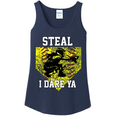 Softball Catcher Steal I Dare Ya Funny Player Girl Ladies Essential Tank