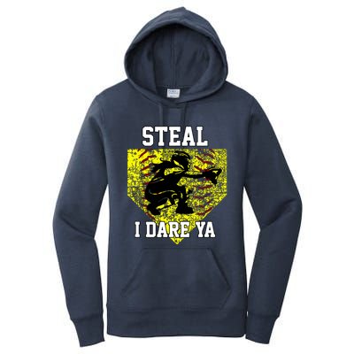 Softball Catcher Steal I Dare Ya Funny Player Girl Women's Pullover Hoodie