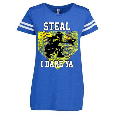 Softball Catcher Steal I Dare Ya Funny Player Girl Enza Ladies Jersey Football T-Shirt