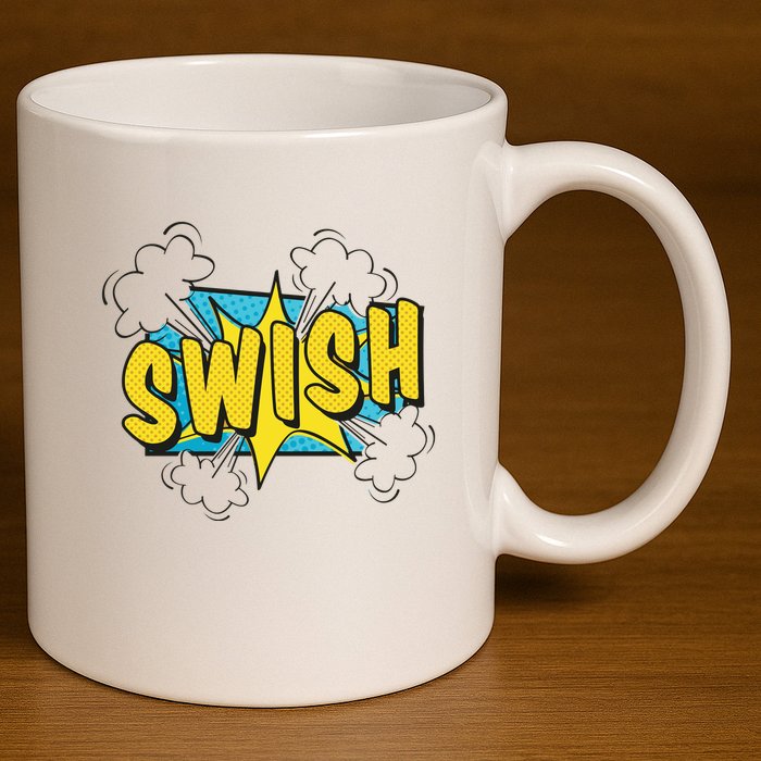 Swish Comic 11oz C Handle Ceramic Mug