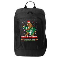 Sasquatch Christmas Squatching Bigfoot Santa Xmas Tree Light City Backpack