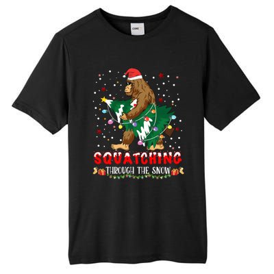 Sasquatch Christmas Squatching Bigfoot Santa Xmas Tree Light Tall Fusion ChromaSoft Performance T-Shirt