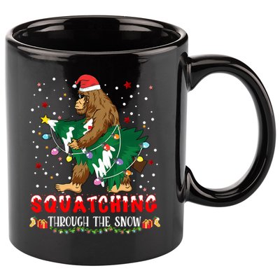 Sasquatch Christmas Squatching Bigfoot Santa Xmas Tree Light 11oz C Handle Ceramic Mug