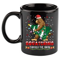 Sasquatch Christmas Squatching Bigfoot Santa Xmas Tree Light 11oz C Handle Ceramic Mug