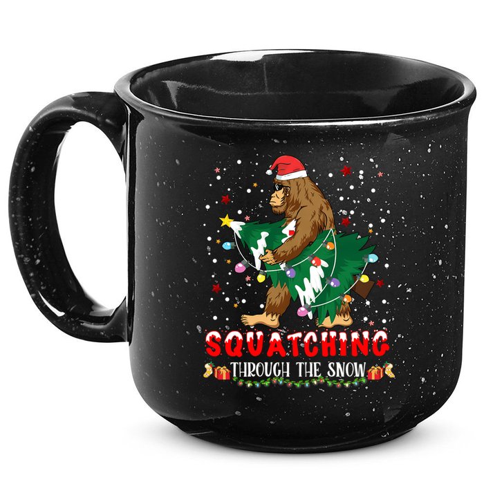 Sasquatch Christmas Squatching Bigfoot Santa Xmas Tree Light 15oz Campfire Ceramic Mug