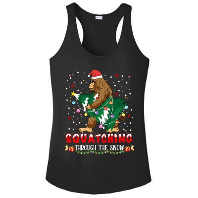 Sasquatch Christmas Squatching Bigfoot Santa Xmas Tree Light Ladies PosiCharge Competitor Racerback Tank