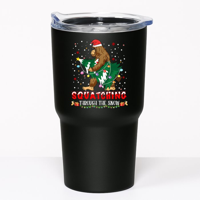 Sasquatch Christmas Squatching Bigfoot Santa Xmas Tree Light Tumbler