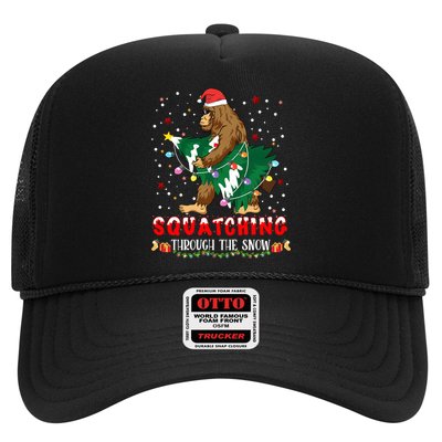 Sasquatch Christmas Squatching Bigfoot Santa Xmas Tree Light Trucker Hat