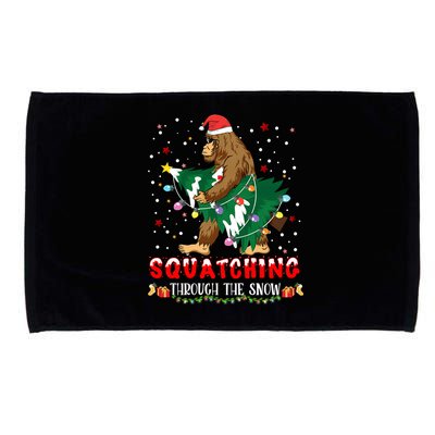 Sasquatch Christmas Squatching Bigfoot Santa Xmas Tree Light Microfiber Hand Towel