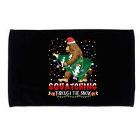 Sasquatch Christmas Squatching Bigfoot Santa Xmas Tree Light Microfiber Hand Towel