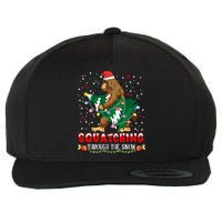 Sasquatch Christmas Squatching Bigfoot Santa Xmas Tree Light Wool Snapback Cap