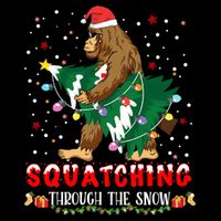 Sasquatch Christmas Squatching Bigfoot Santa Xmas Tree Light Wool Snapback Cap