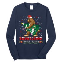 Sasquatch Christmas Squatching Bigfoot Santa Xmas Tree Light Long Sleeve Shirt