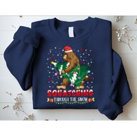 Sasquatch Christmas Squatching Bigfoot Santa Xmas Tree Light Sweatshirt