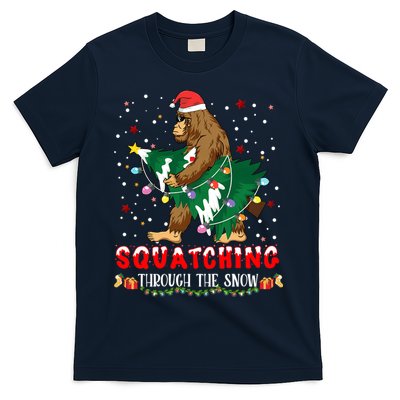 Sasquatch Christmas Squatching Bigfoot Santa Xmas Tree Light T-Shirt