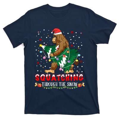 Sasquatch Christmas Squatching Bigfoot Santa Xmas Tree Light T-Shirt