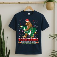 Sasquatch Christmas Squatching Bigfoot Santa Xmas Tree Light T-Shirt