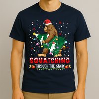 Sasquatch Christmas Squatching Bigfoot Santa Xmas Tree Light T-Shirt