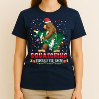 Sasquatch Christmas Squatching Bigfoot Santa Xmas Tree Light T-Shirt