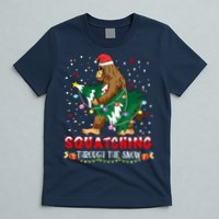 Sasquatch Christmas Squatching Bigfoot Santa Xmas Tree Light T-Shirt
