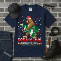 Sasquatch Christmas Squatching Bigfoot Santa Xmas Tree Light Tall T-Shirt