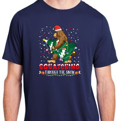 Sasquatch Christmas Squatching Bigfoot Santa Xmas Tree Light Adult ChromaSoft Performance T-Shirt