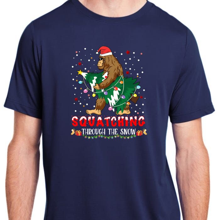 Sasquatch Christmas Squatching Bigfoot Santa Xmas Tree Light Adult ChromaSoft Performance T-Shirt