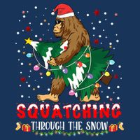 Sasquatch Christmas Squatching Bigfoot Santa Xmas Tree Light Bucket Hat